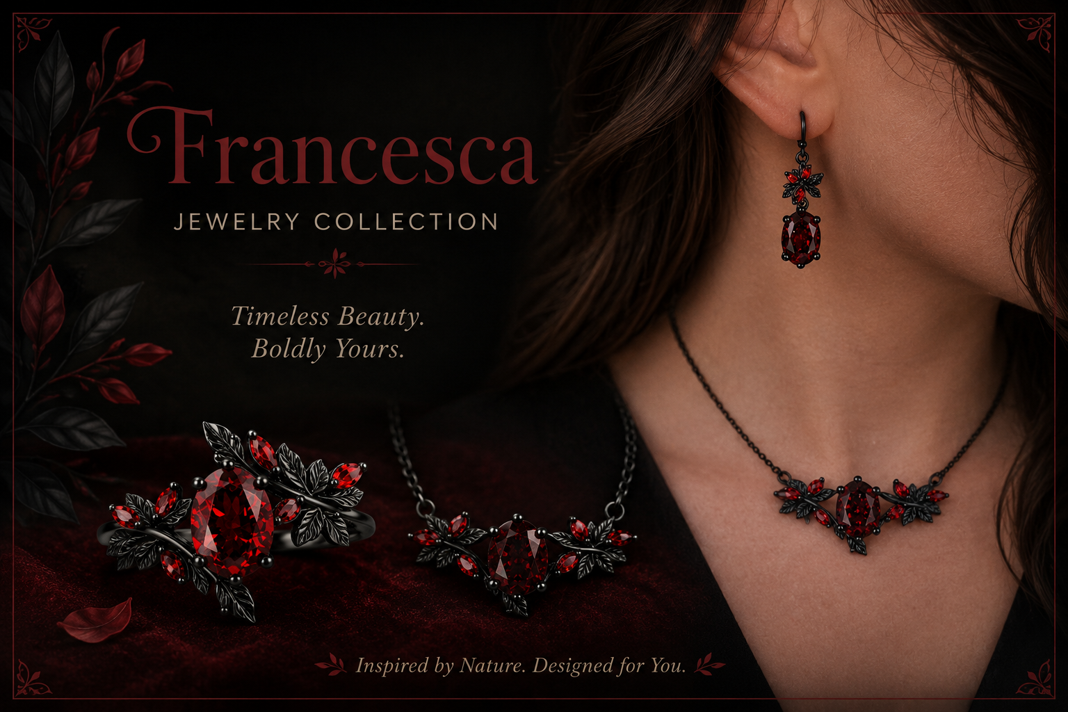 A unique Gothic fantasy inspired twist on Adam and Eve and the Garden of Eden - The Francesca Jewelry Collection