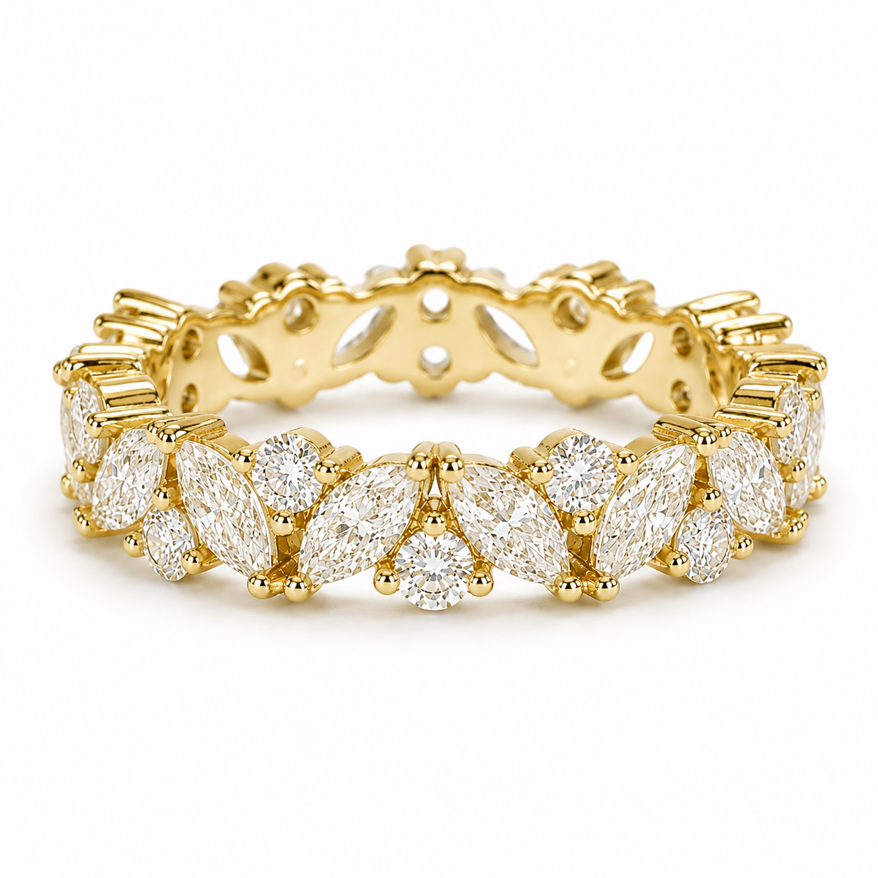Abi Moissanite Marquise and Round Wedding Band Gold