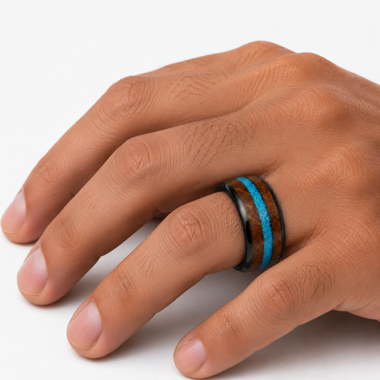 Michael Men's Whiskey Barrel and Turquoise Band
