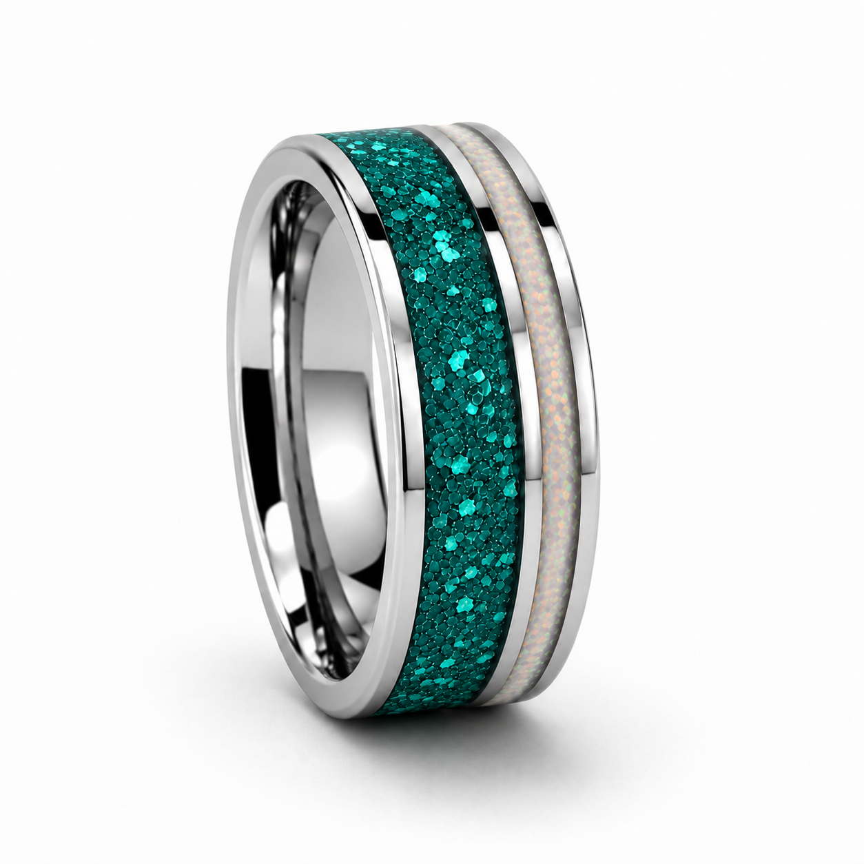 Jorge Aquamarine & Fire Opal Men's Wedding Band