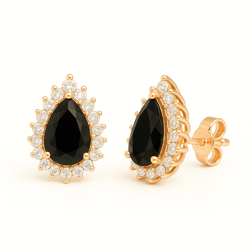Ina Black Onyx Earrings Rose Gold