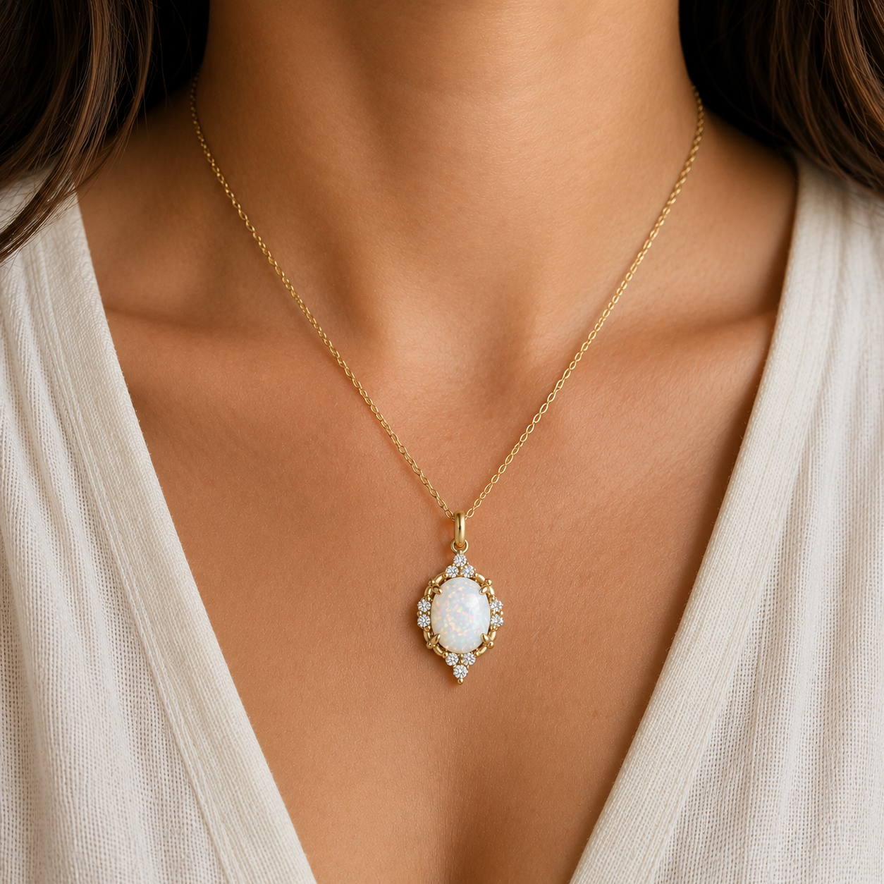 Brya Fire Opal Necklace Rose Gold