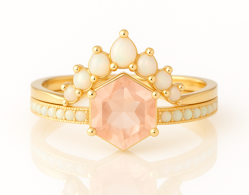 Emma Morganite & Opal Ring Set