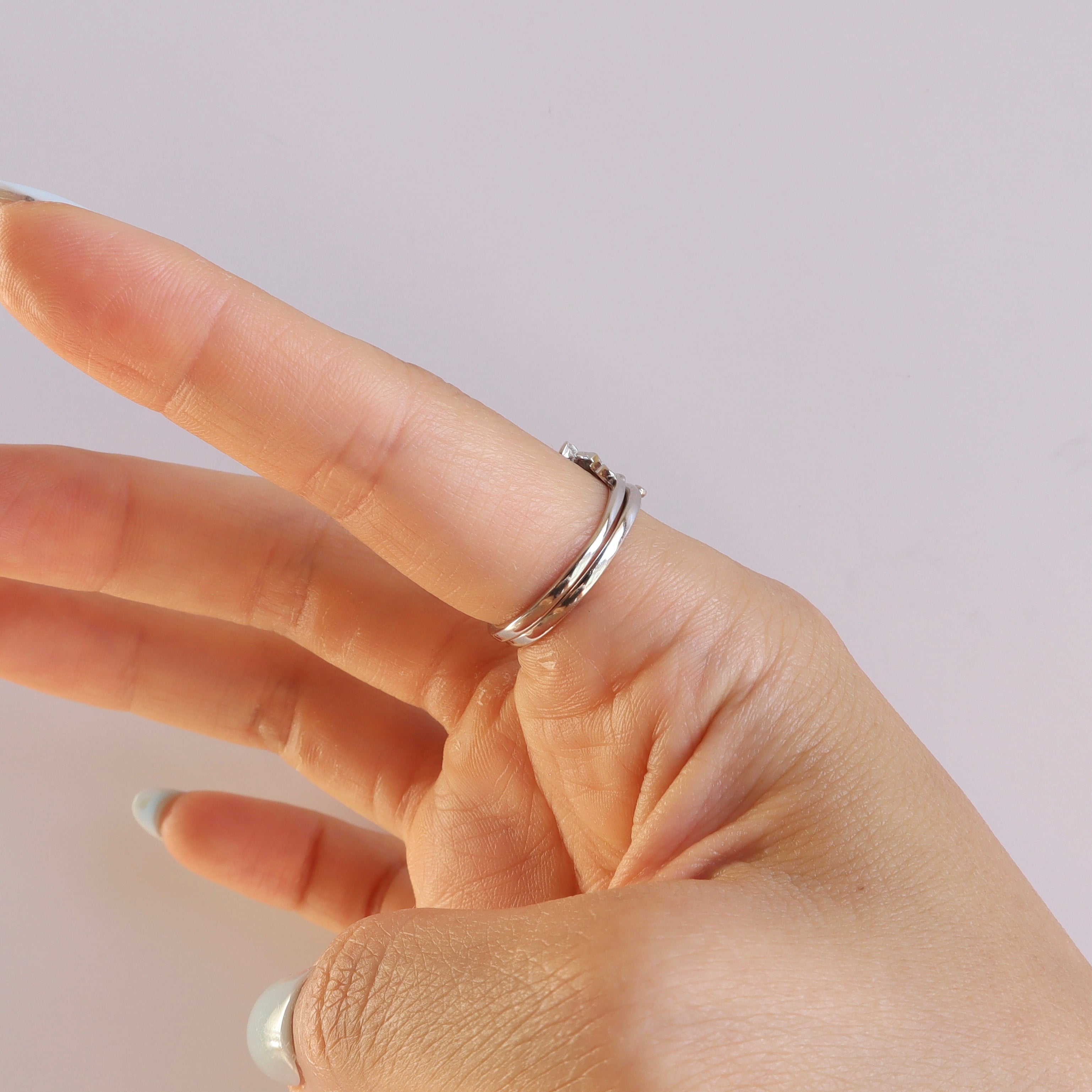 Sterling Silver Alexandrite Ring Set with Quartz Diamonds