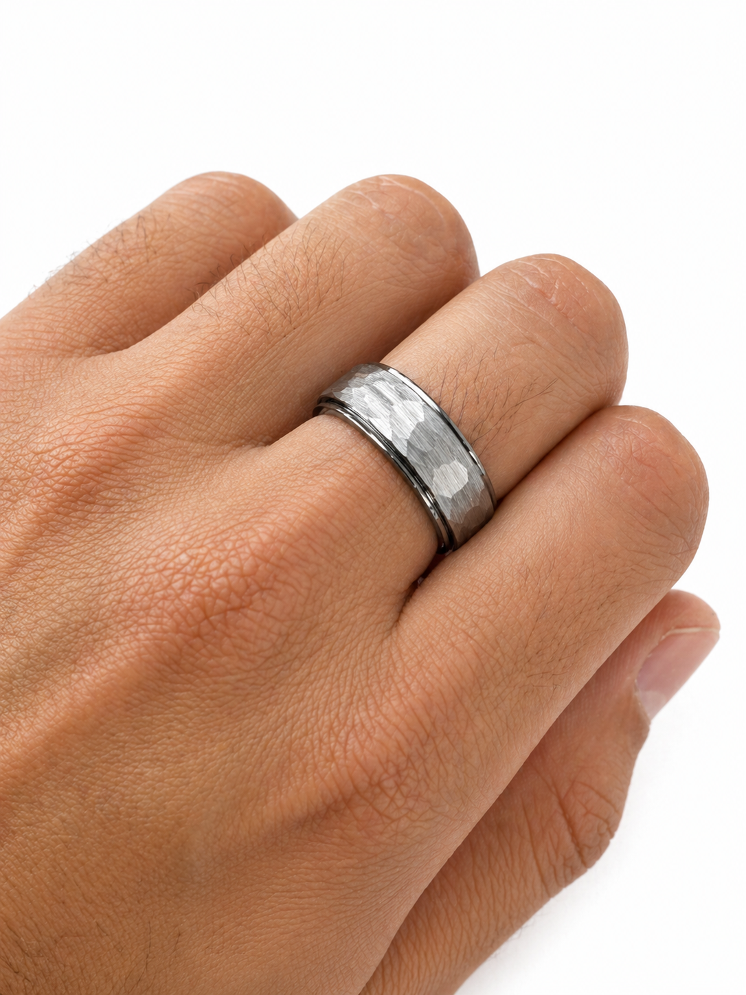 Calvin Hammered Silver Wedding Band