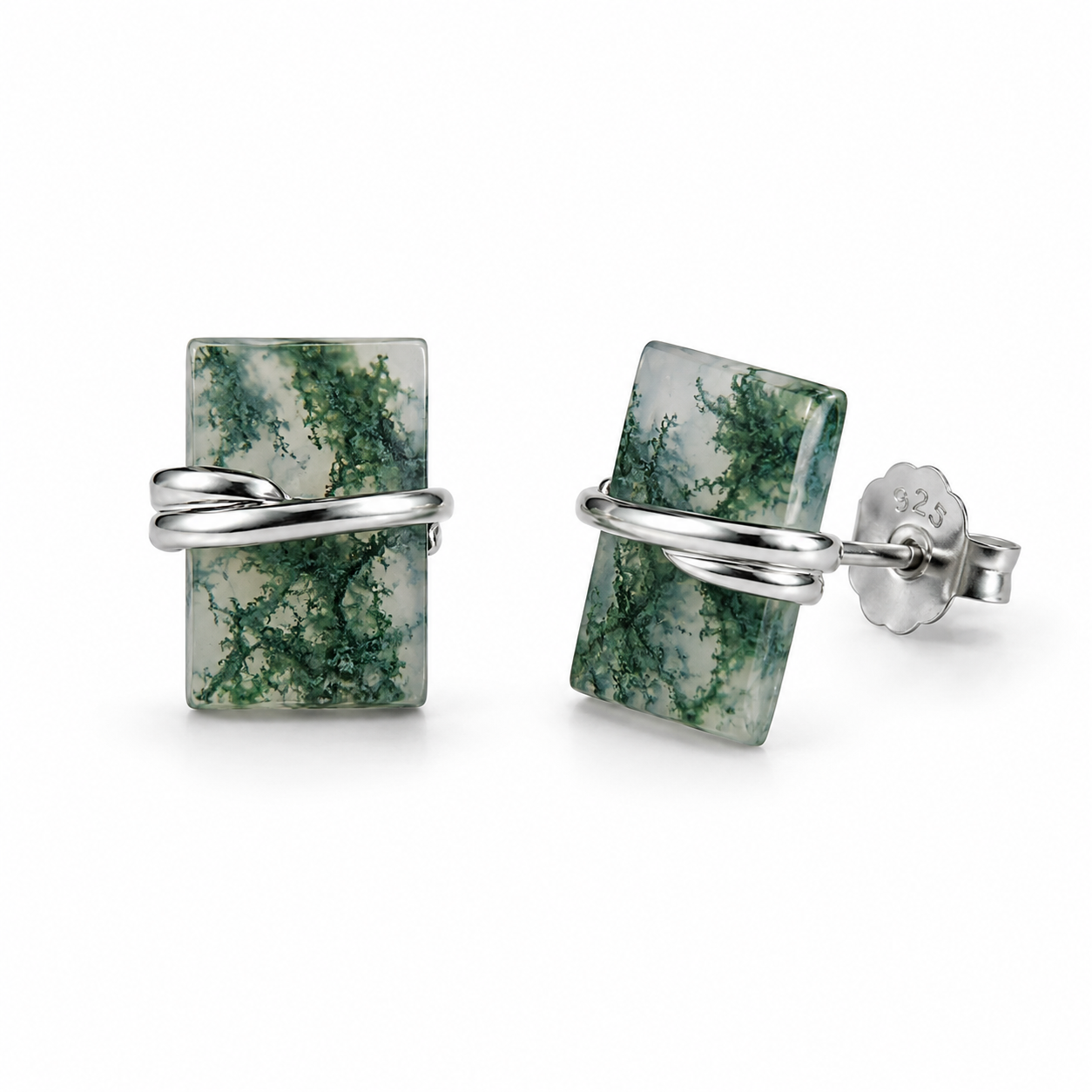 Gabi Moss Agate Earrings Rose Gold