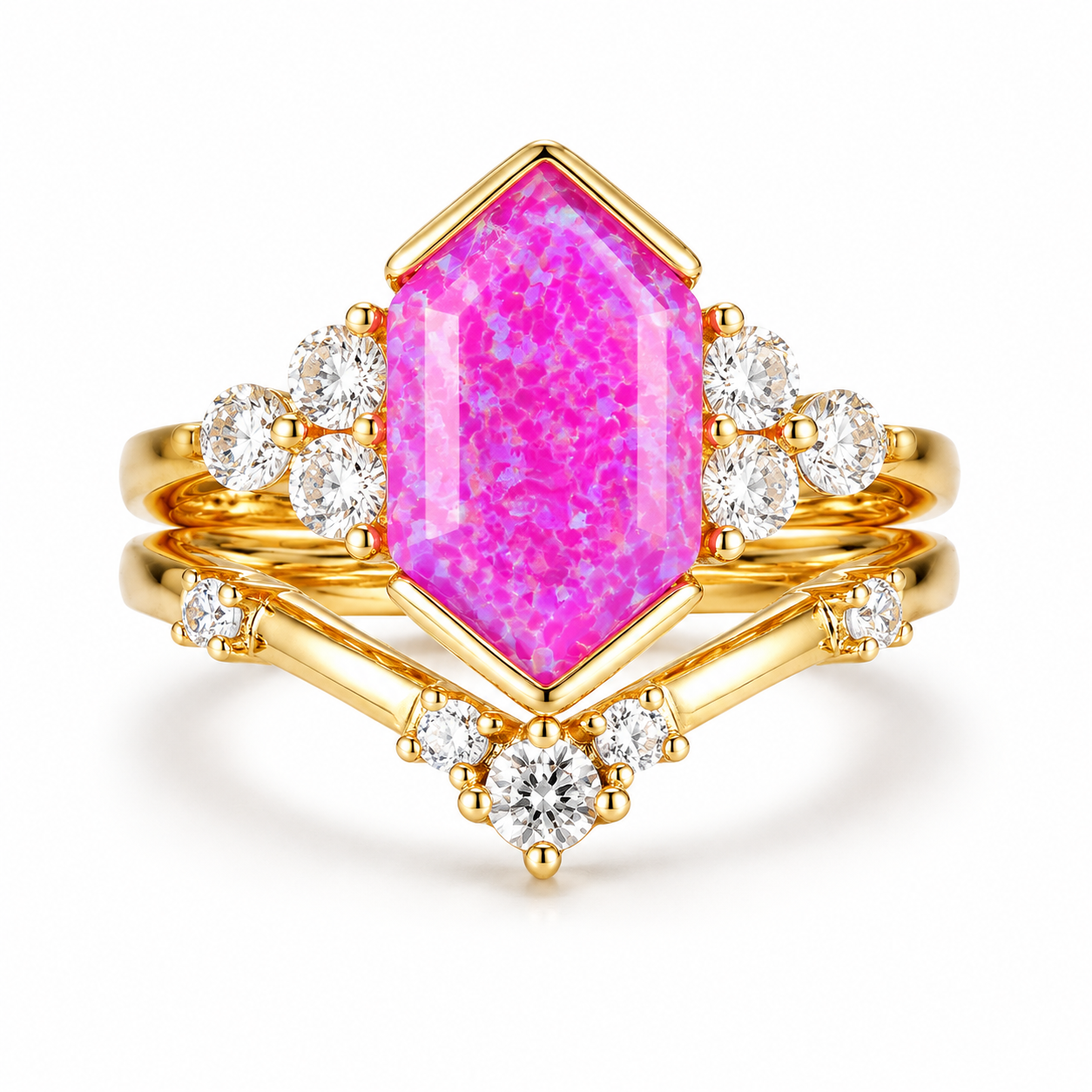 Elena Orchard Pink Opal Ring Set