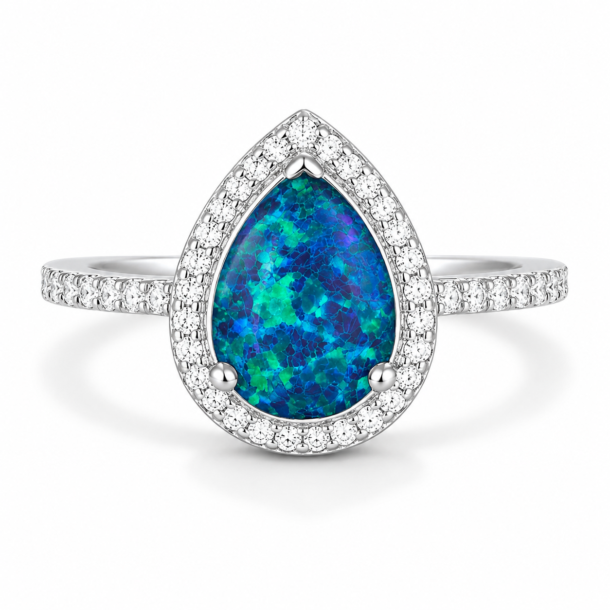 Nia Teal Fire Opal Ring