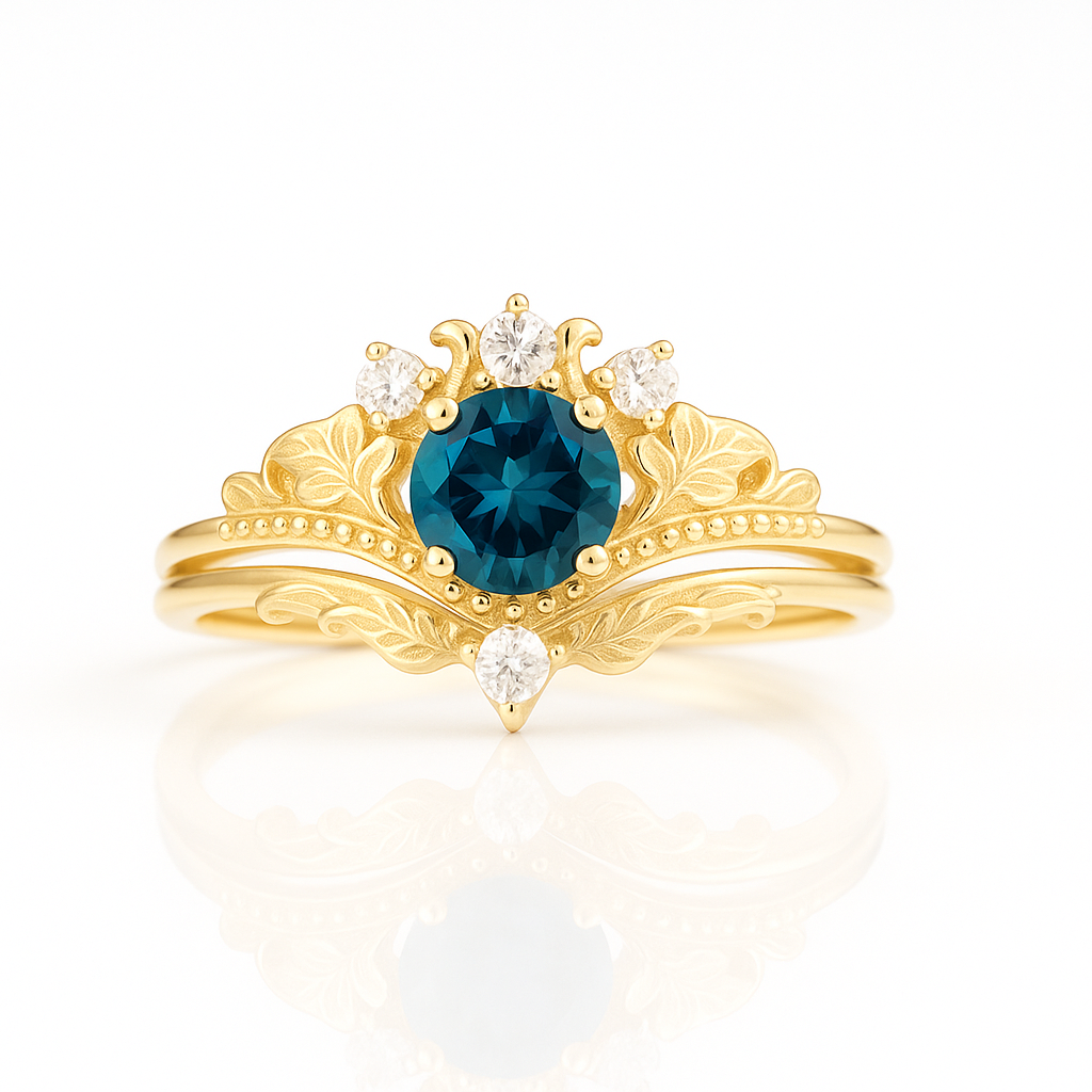 Ashla London Blue Topaz Ring Set Gold