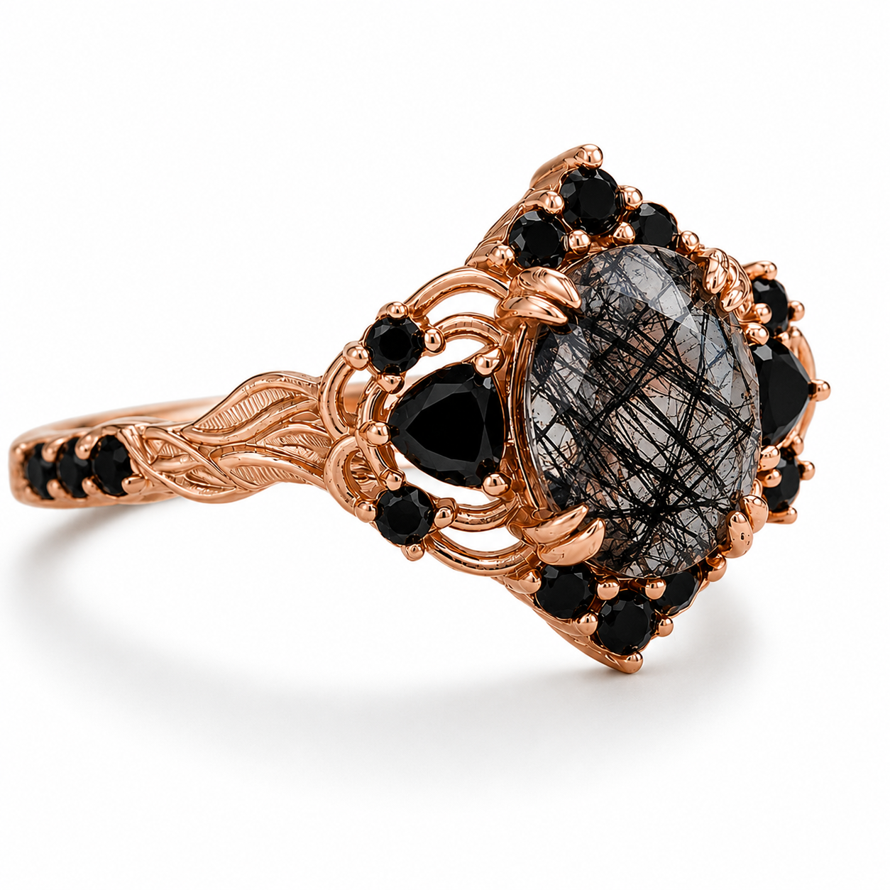 Lilly Black Rutilated Ring
