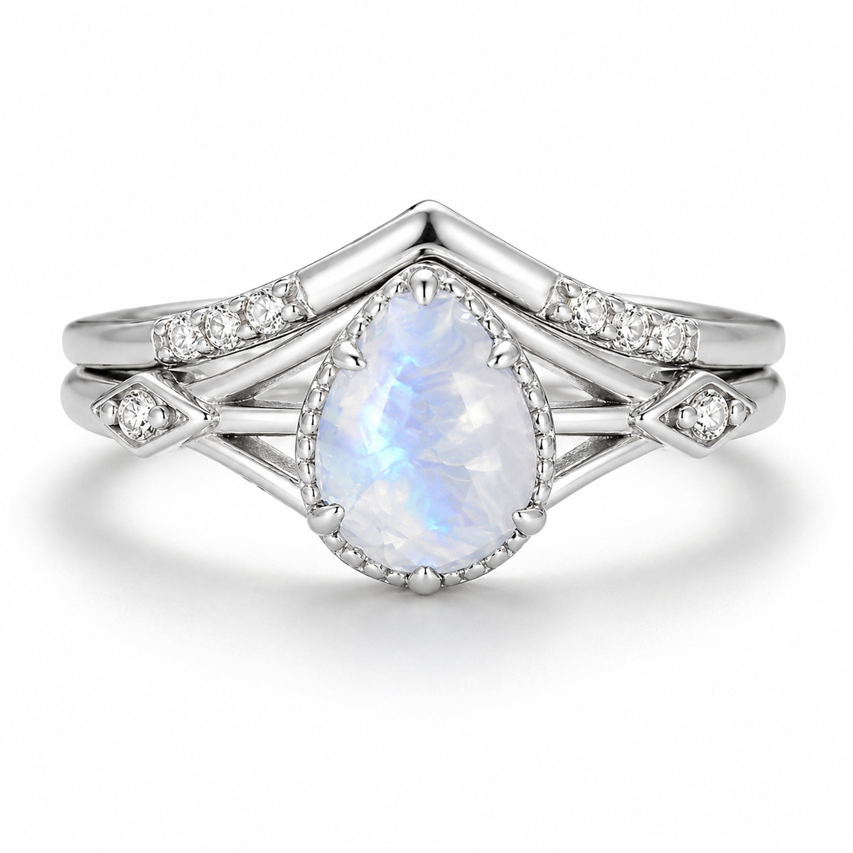 Emily Moonstone Ring Set in Sterling Silver by Kherish