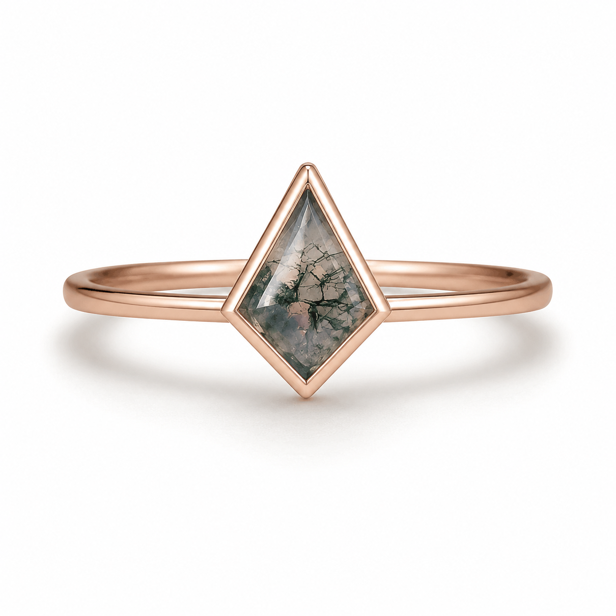 Devon Moss Agate Quartz Ring Rose Gold