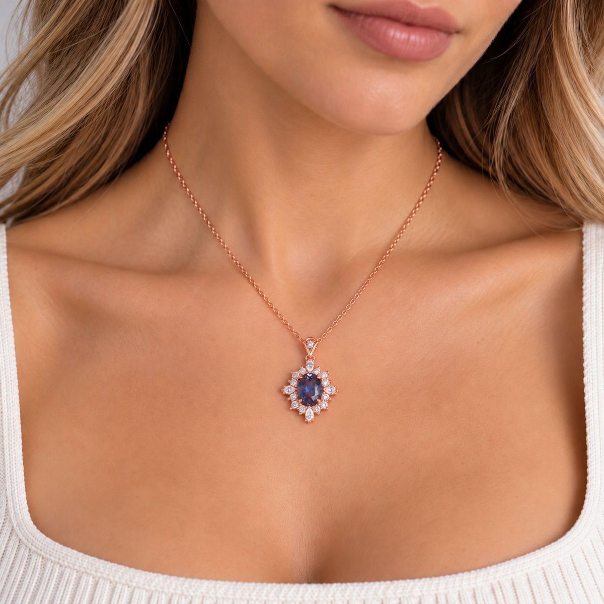 Phi Alexandrite Necklace Sterling Silver
