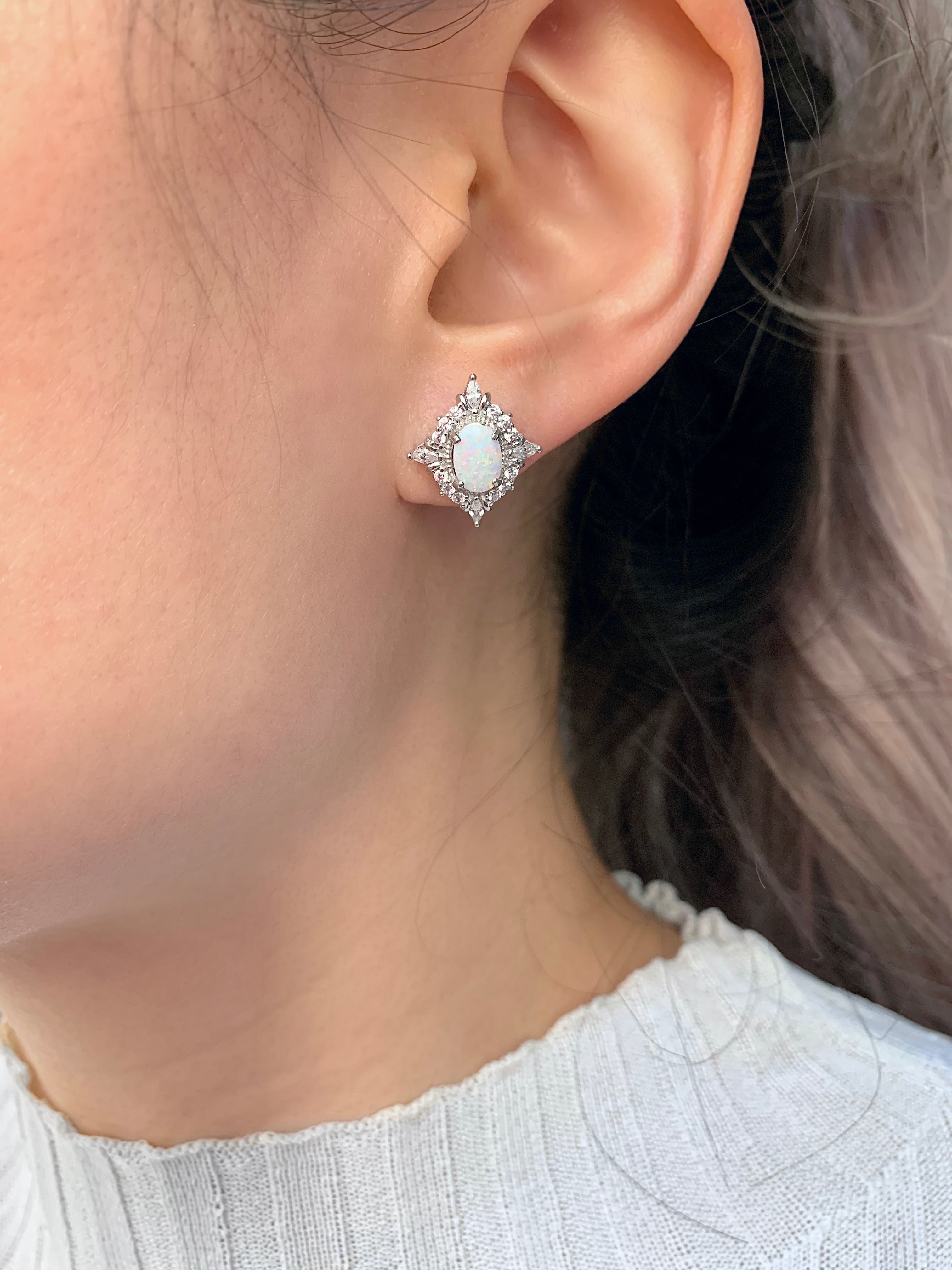 Mia Opal Earrings Sterling Silver