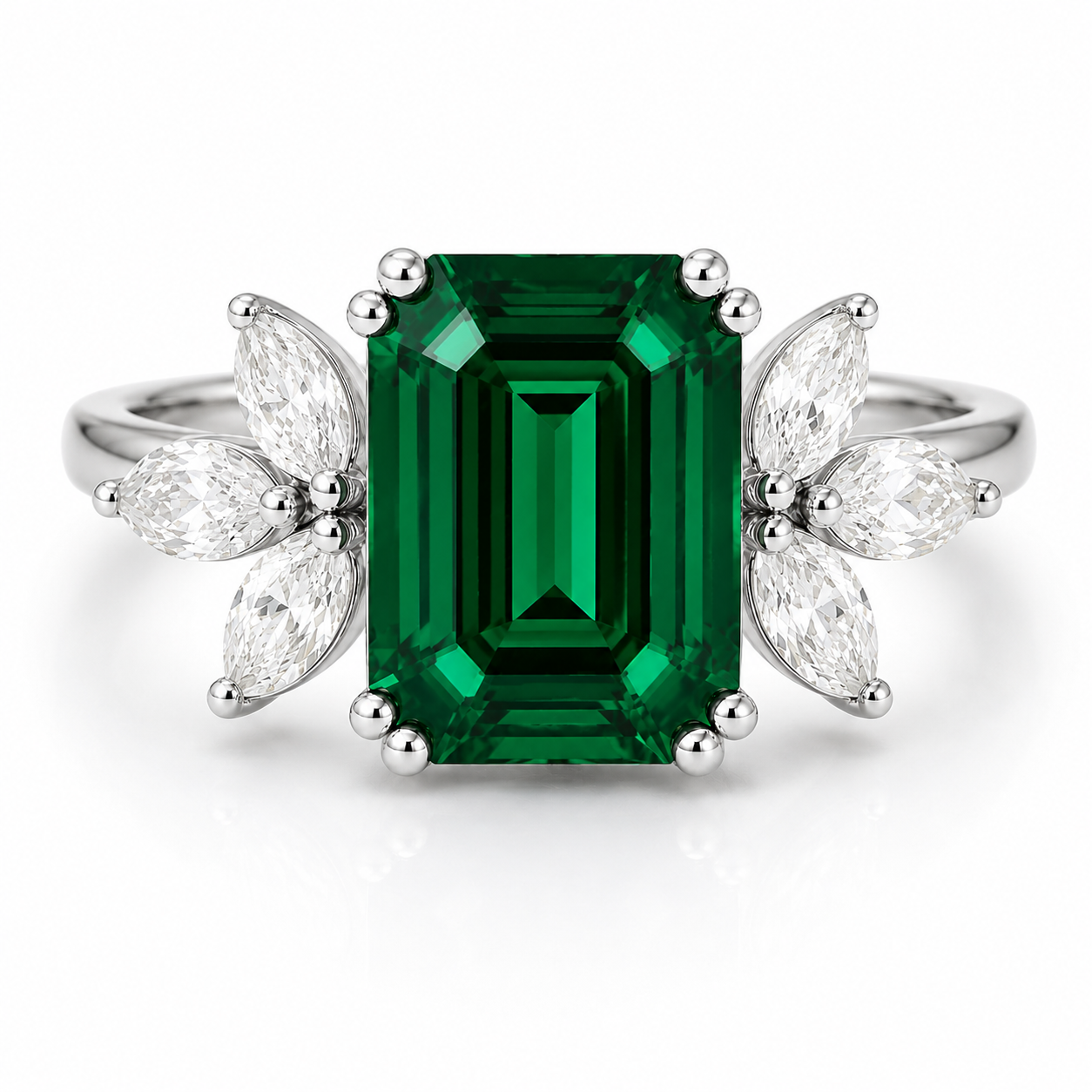 Ivy Emerald Ring Sterling Silver
