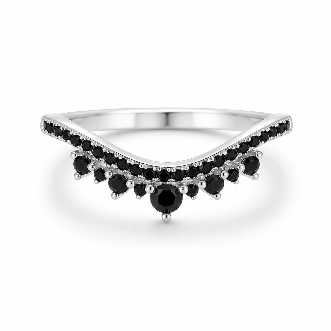 Allie Black Onyx Curved Ring Sterling Silver