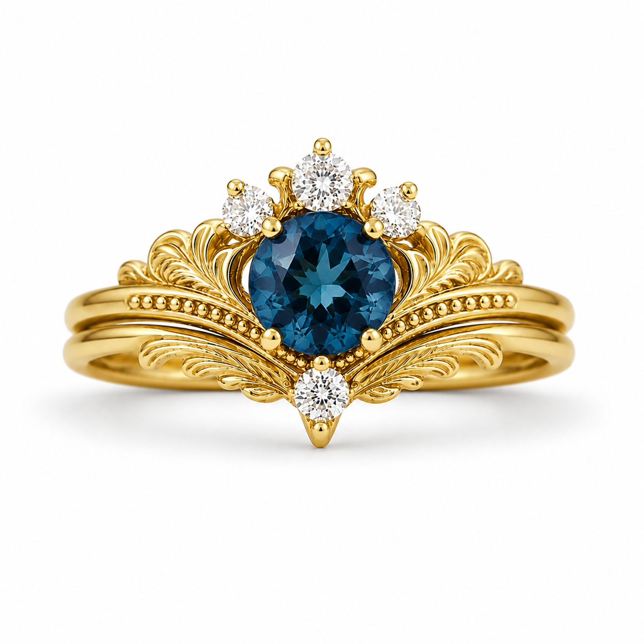 Ashla London Blue Topaz Ring Set Gold