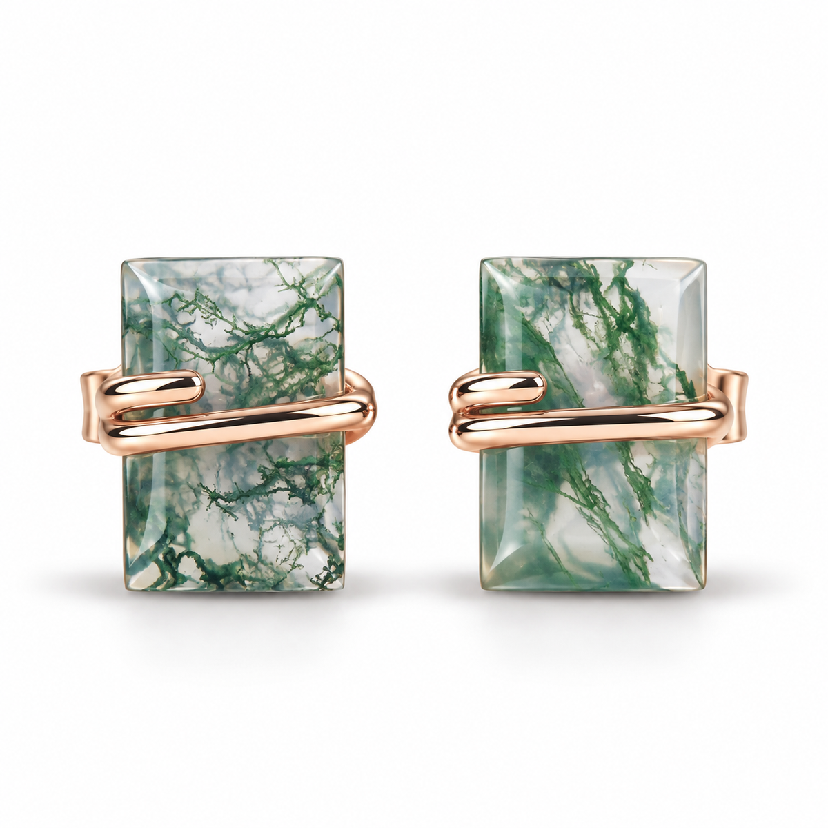Gabi Moss Agate Earrings Rose Gold