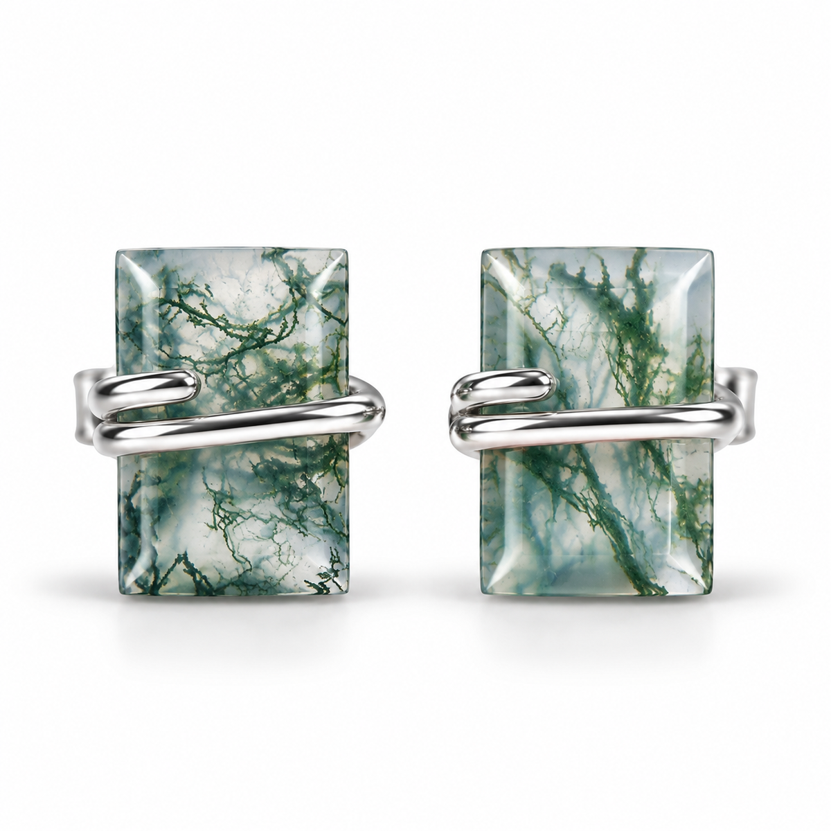 Gabi Moss Agate Earrings Sterling Silver