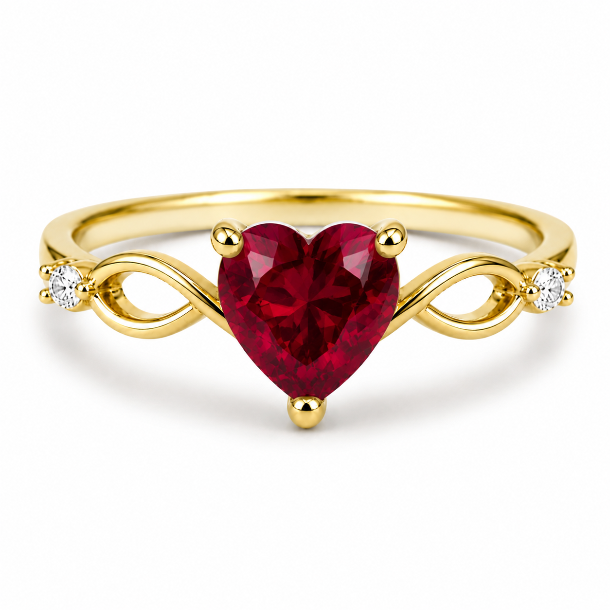 Lei Ruby Heart Ring Gold