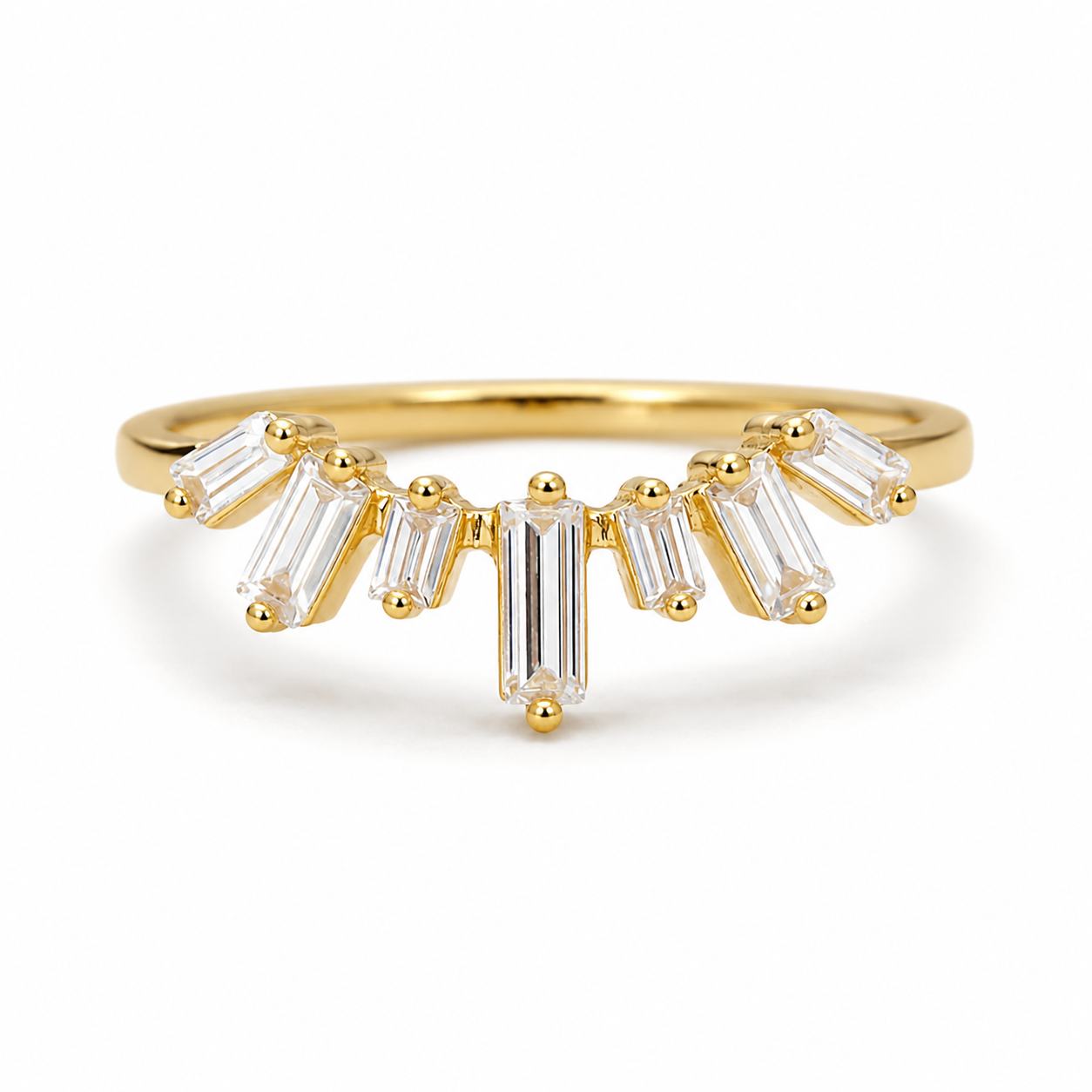 Era Curved Gemstone Stacking Band Gold