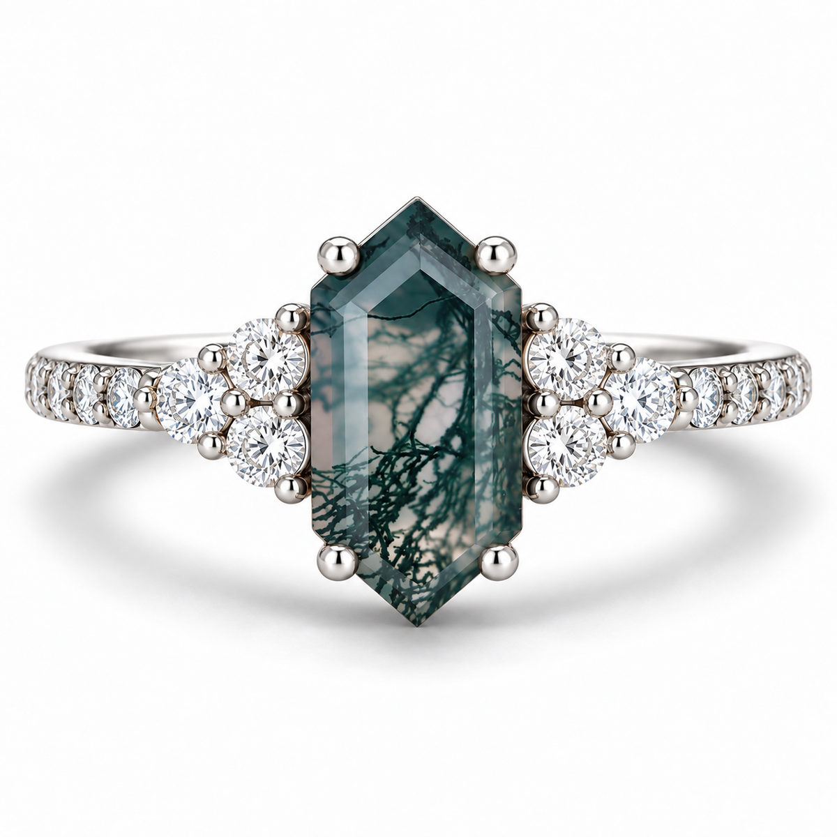 Maui Moss Agate Quartz Ring Sterling Silver