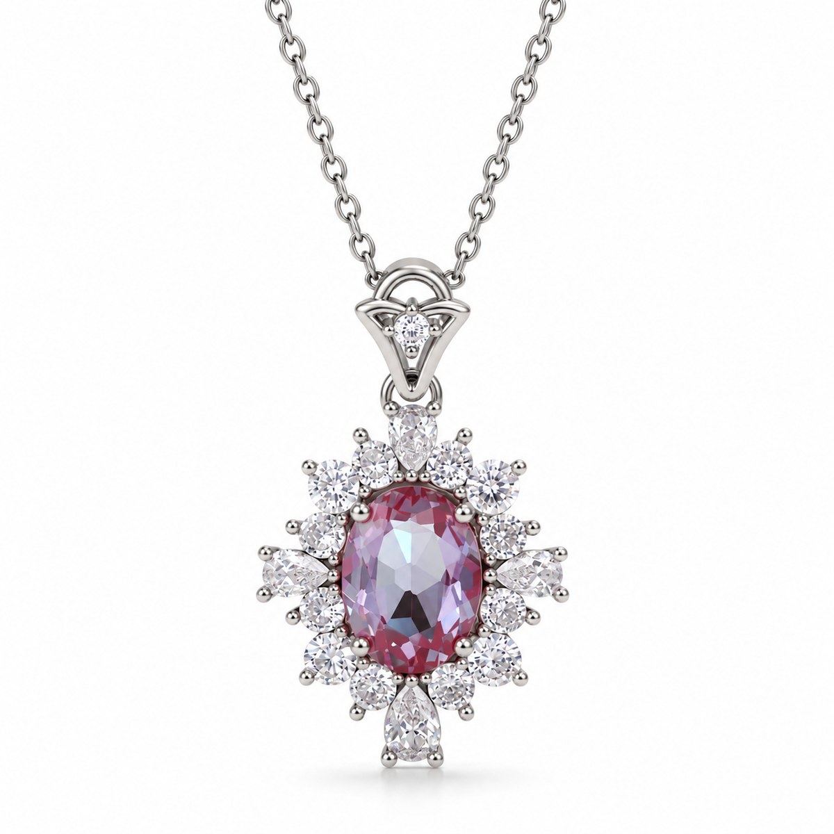 Phi Alexandrite Necklace Sterling Silver