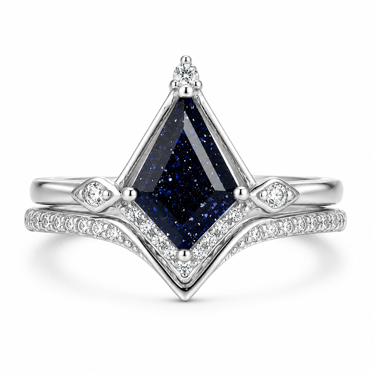 Dania Kite Blue Sandstone Ring Set Sterling Silver
