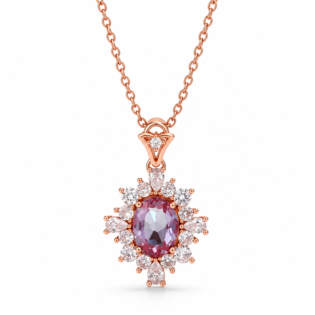 Phi Alexandrite Necklace Rose Gold