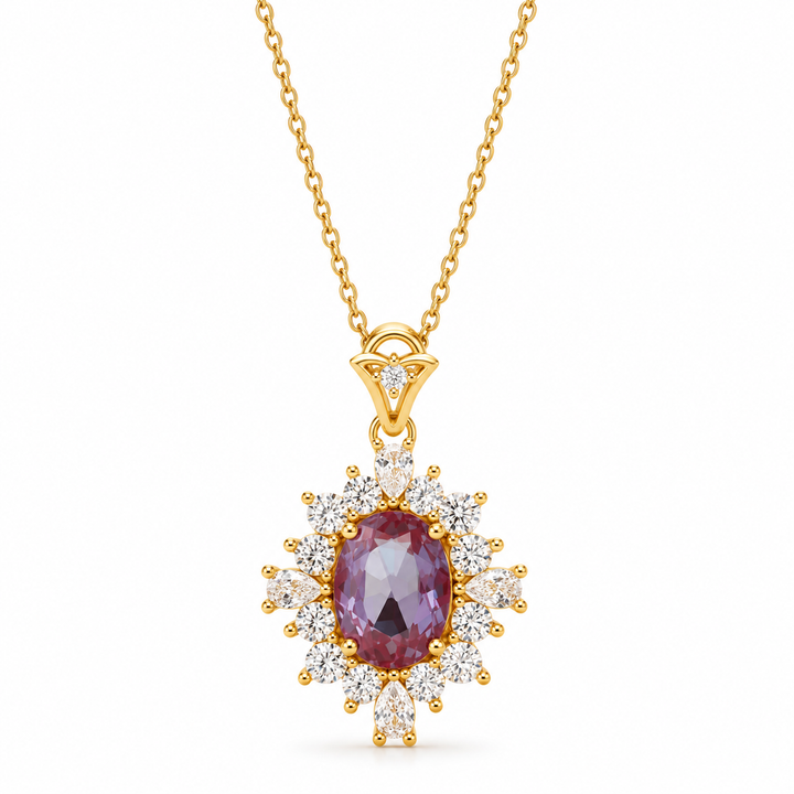 Phi Alexandrite Necklace Gold