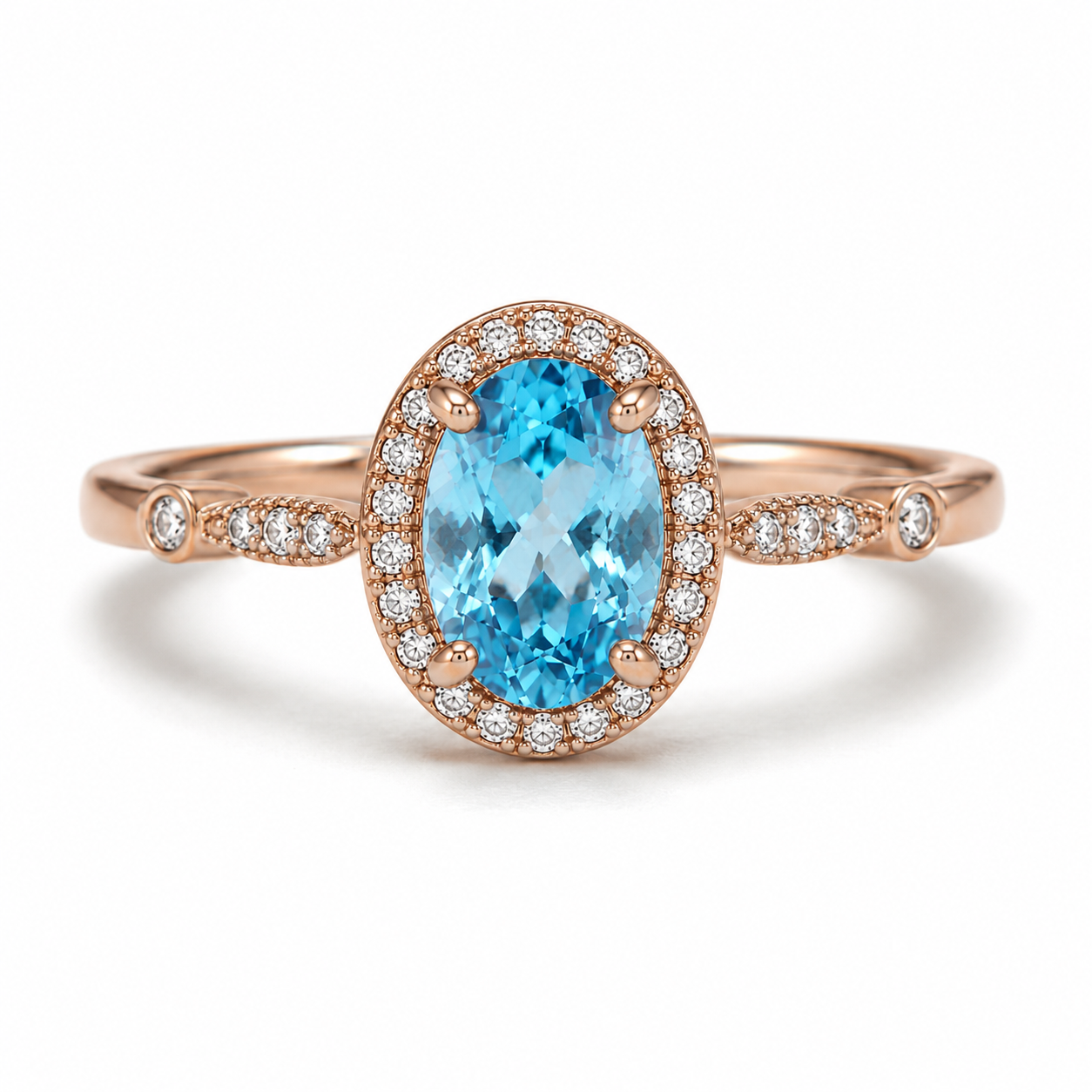 Maine Blue Topaz Ring Rose Gold
