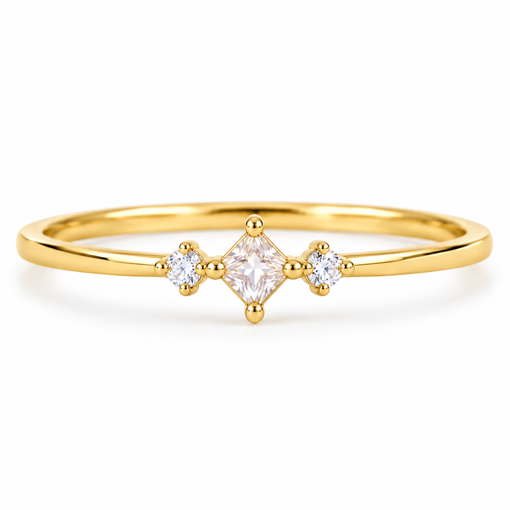 Koi Moissanite Dainty Ring Gold