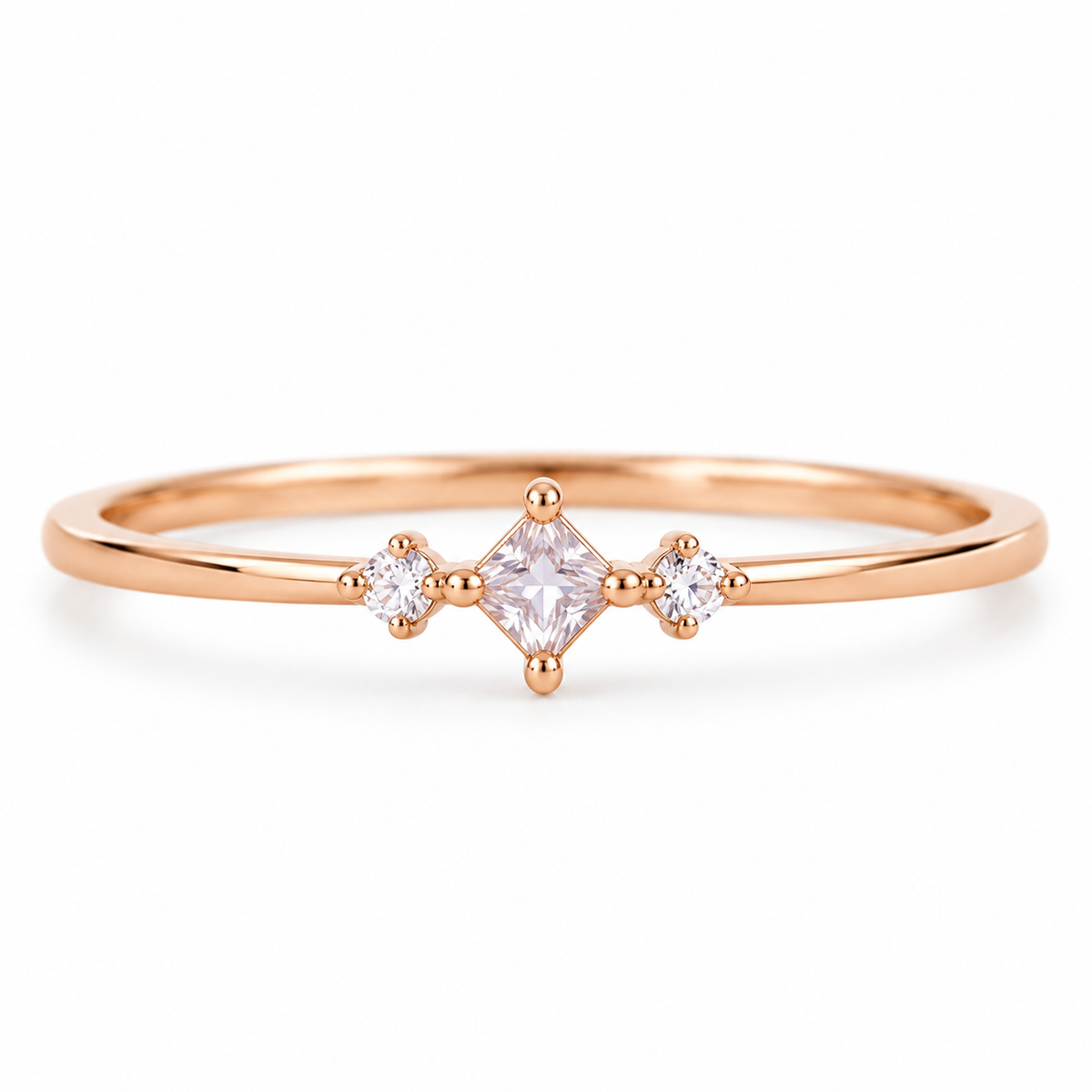 Koi Moissanite Dainty Ring Rose Gold