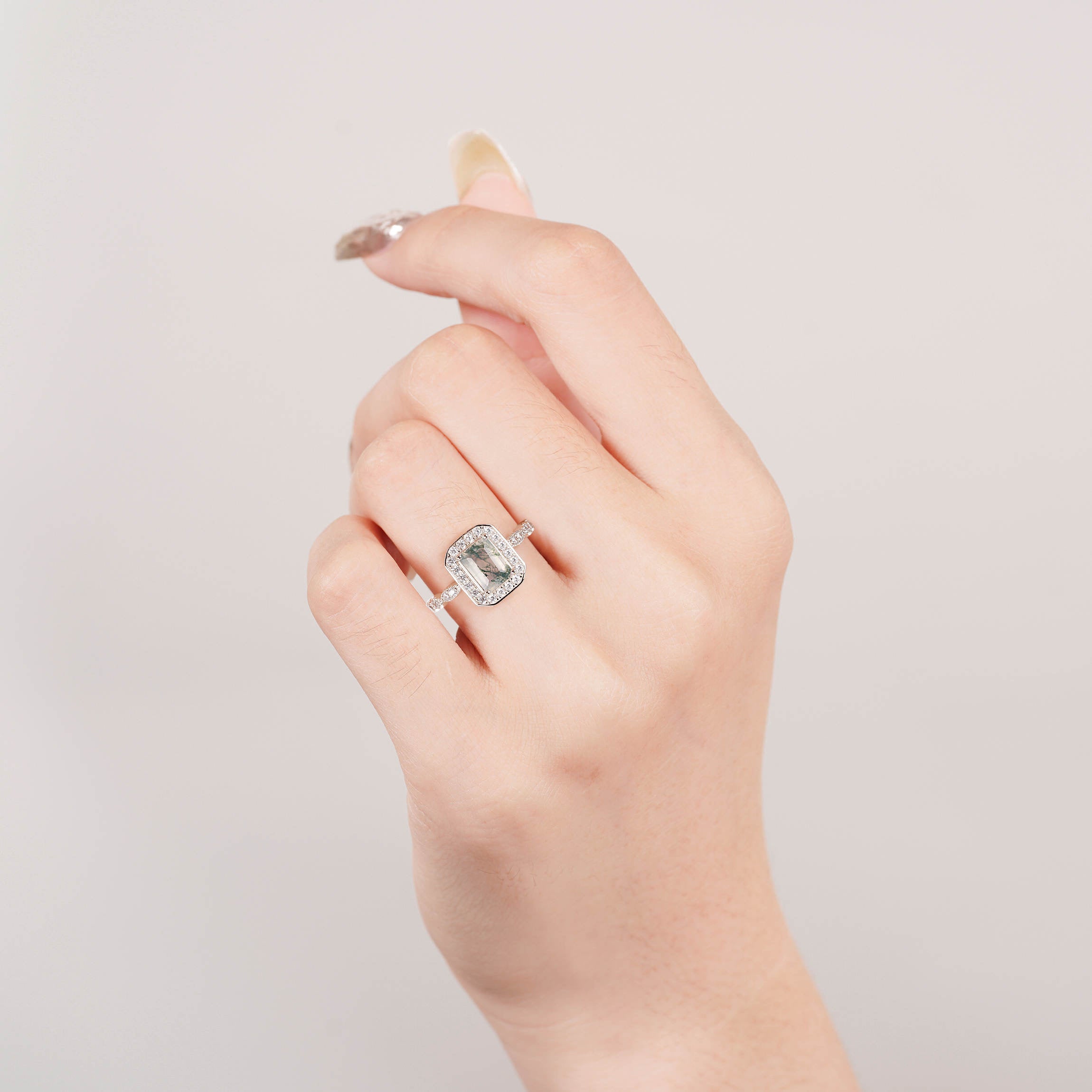 Eao Green Moss Agate Ring