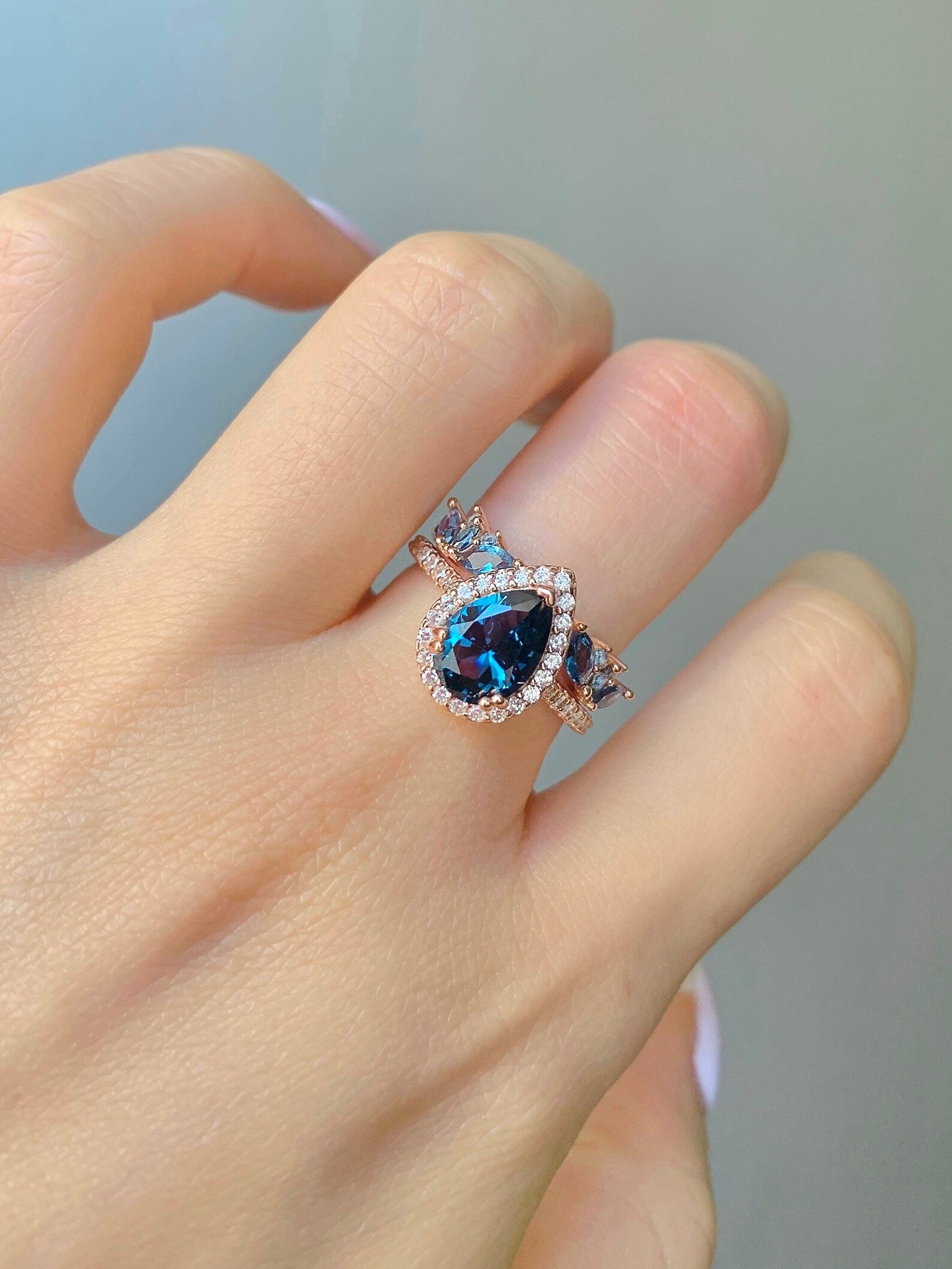 Nia & Hye London Blue Topaz Ring Set