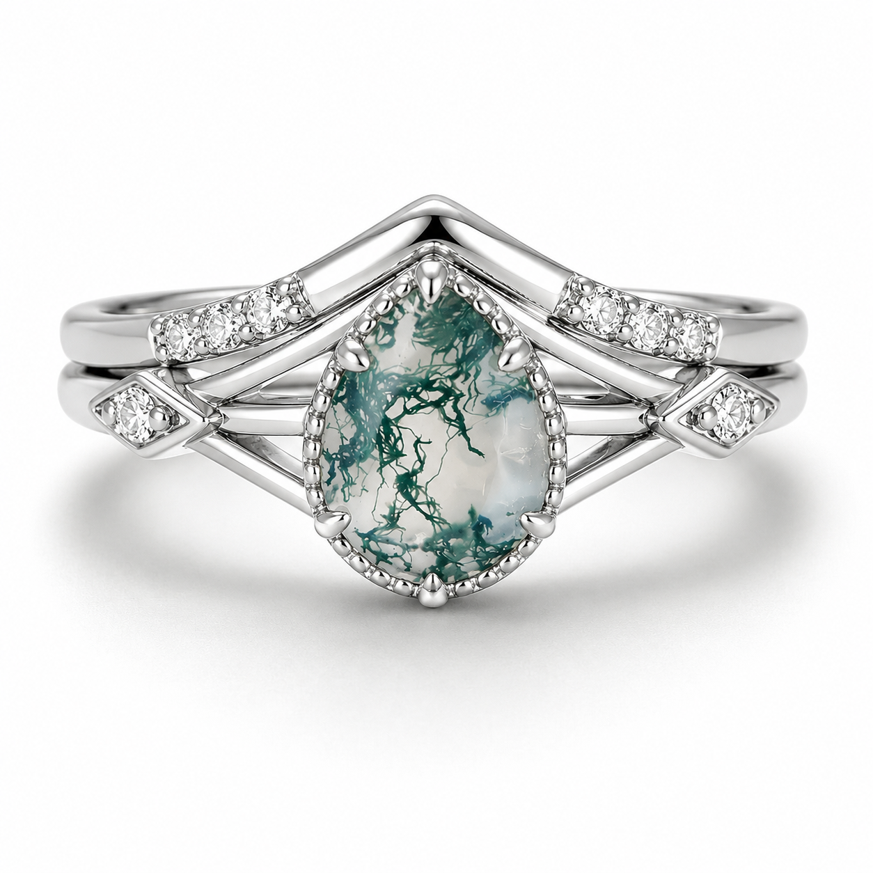 Emily Moss Agate Quartz Ring Set Sterling Silver
