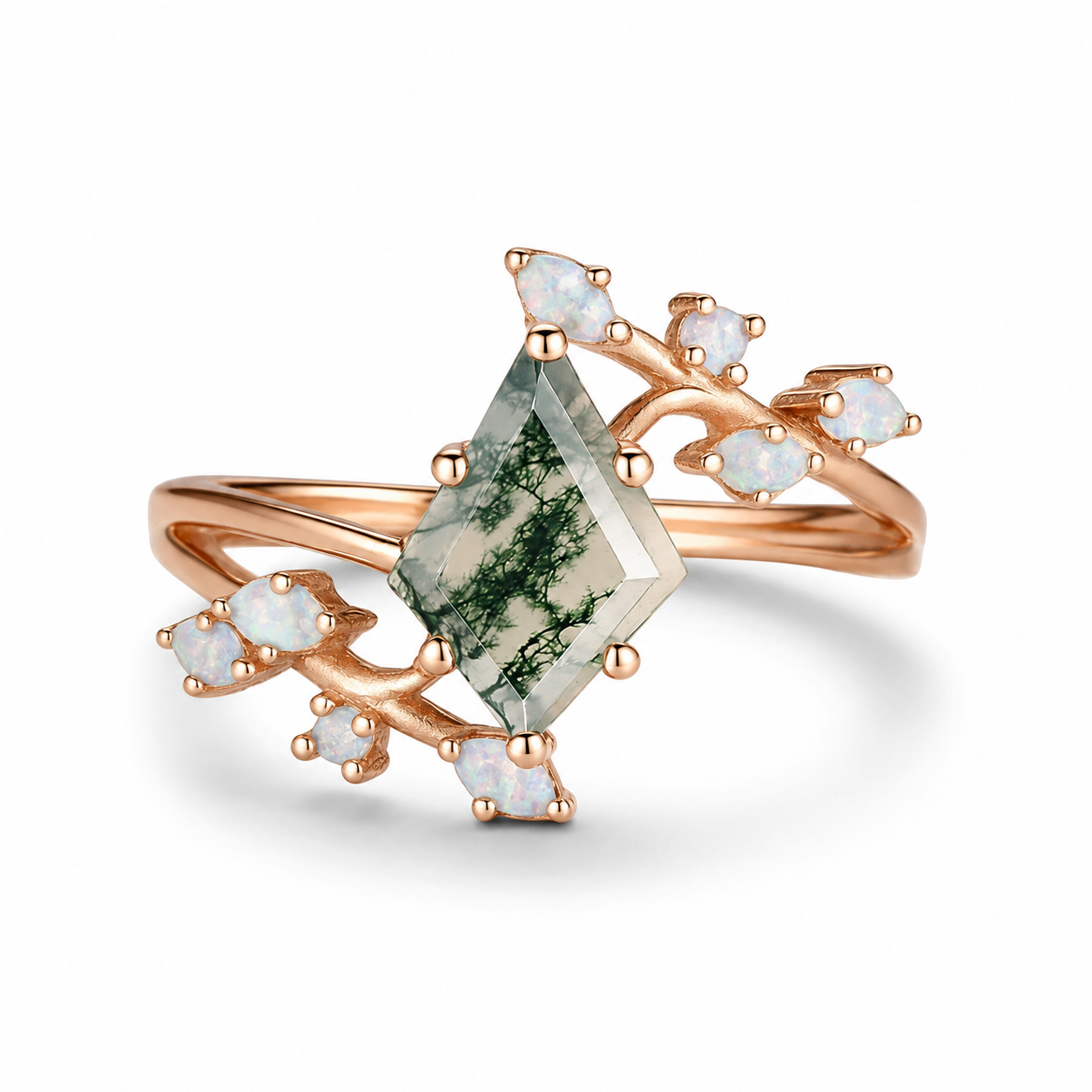 Jeni Moss Agate and Opal Ring
