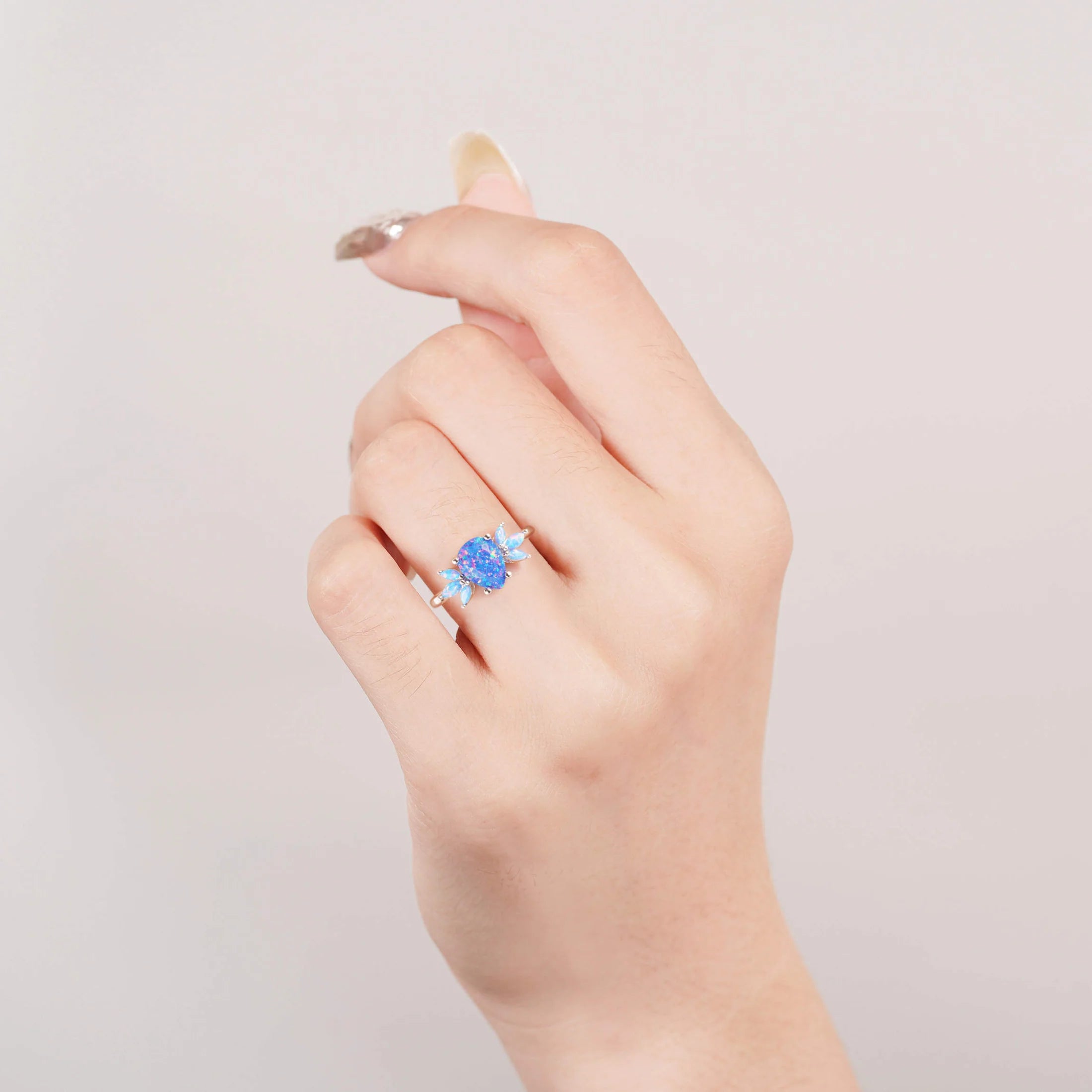 Ivy Teal Fire Opal Ring