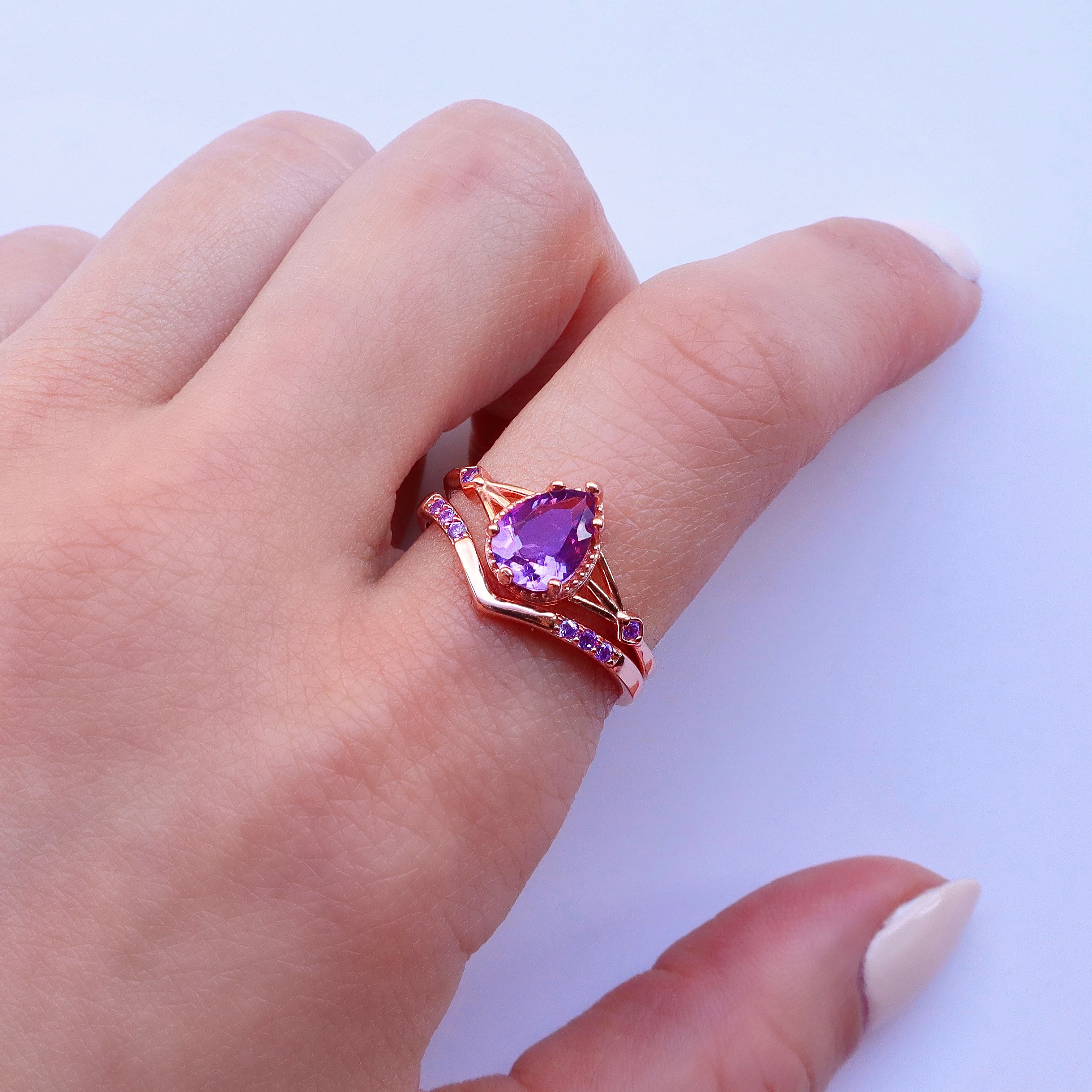 Emily Amethyst Ring Set