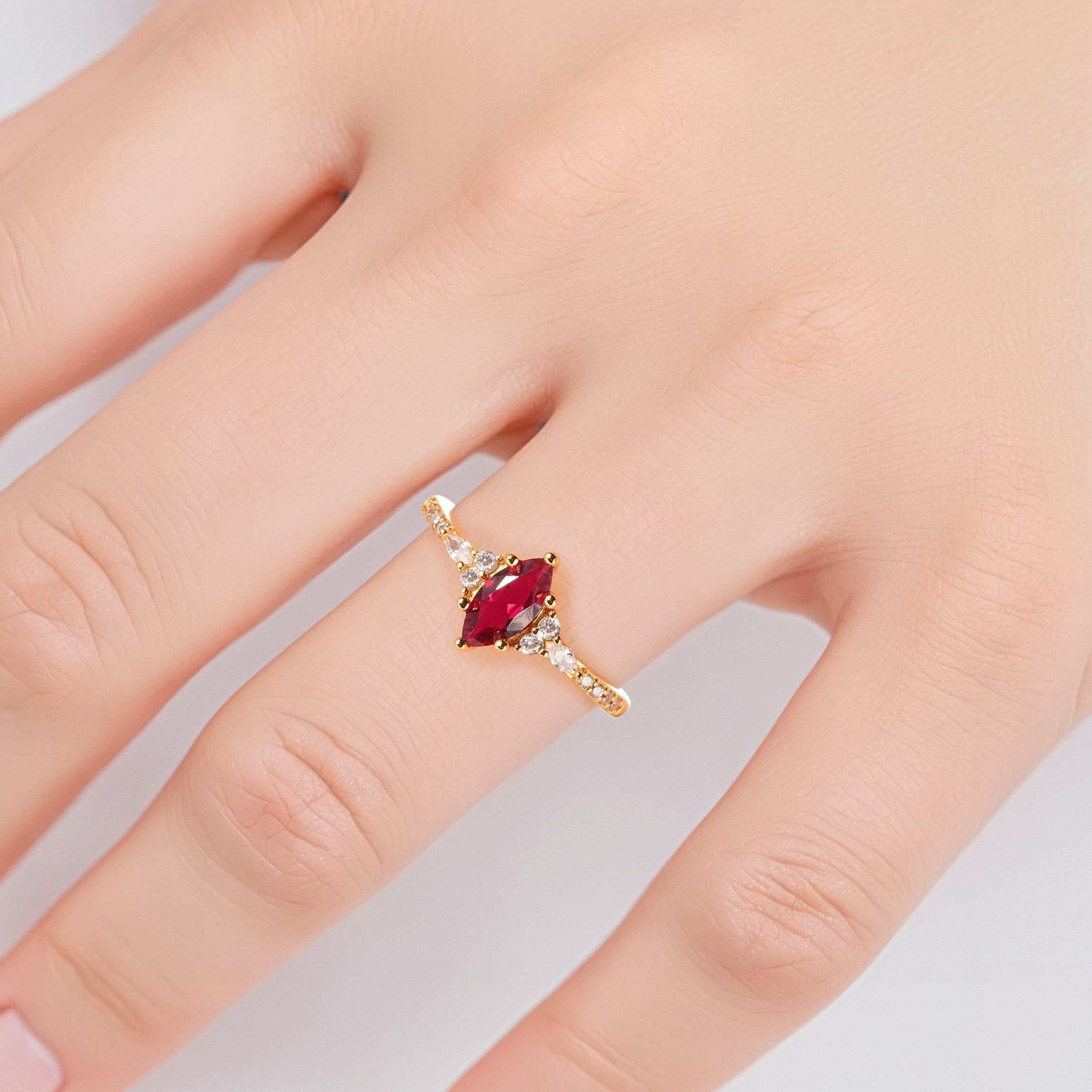 Marquise Ruby Ring in Gold Vermeil – Handcrafted Jewelry