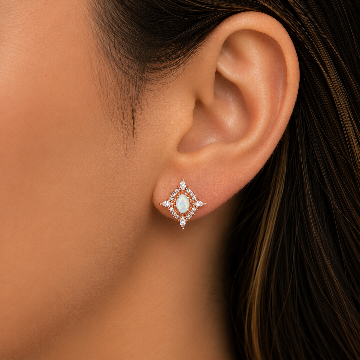 Mia Opal Earrings Sterling Silver