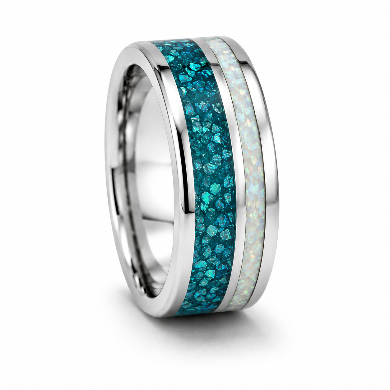 Jorge Aquamarine & Fire Opal Men's Wedding Band