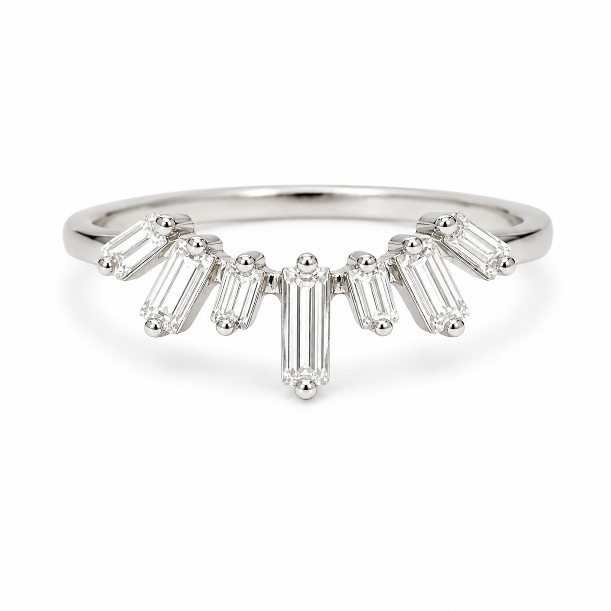 Era Curved Gemstone Stacking Band Sterling Silver