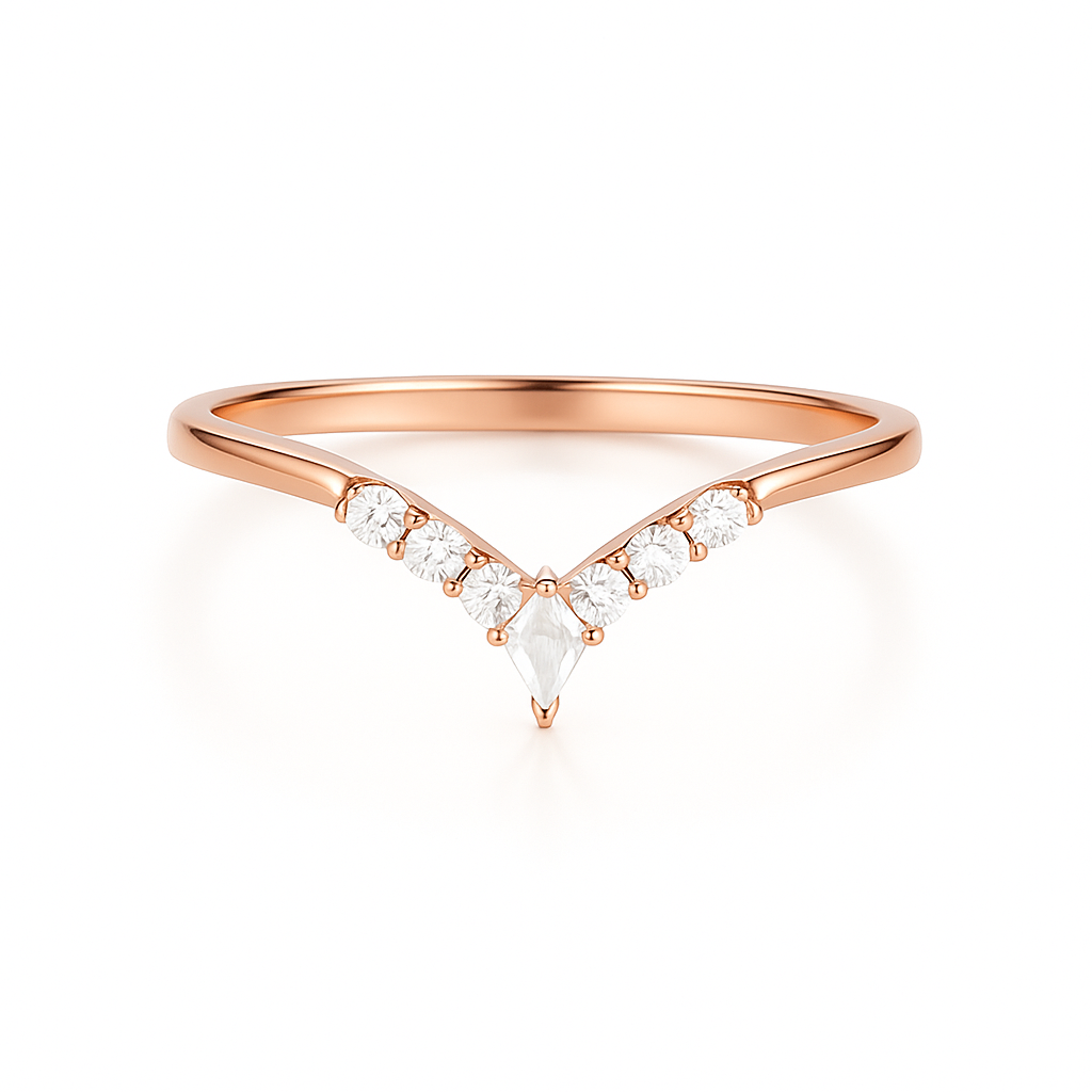 Bobbi Curved Gemstone Stacking Band Rose Gold