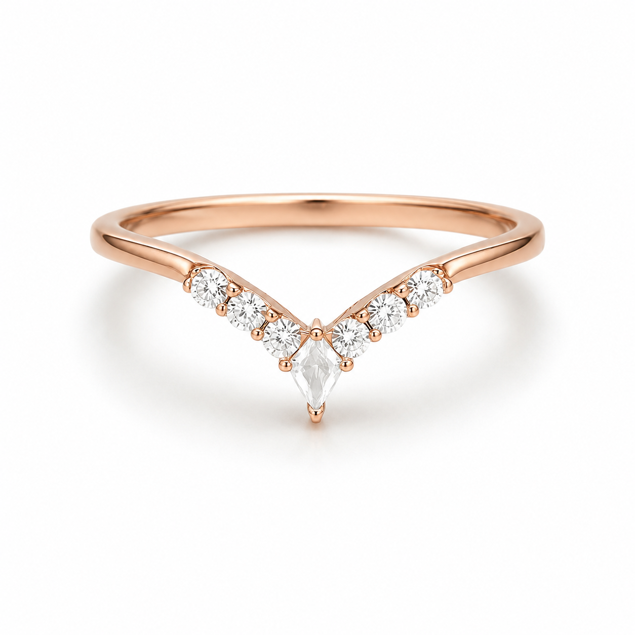 Bobbi Curved Gemstone Stacking Band Rose Gold