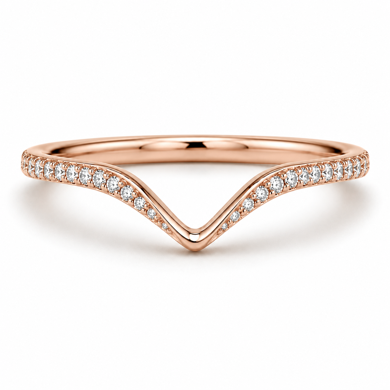 Kora Curved Gemstone Stacking Band Rose Gold