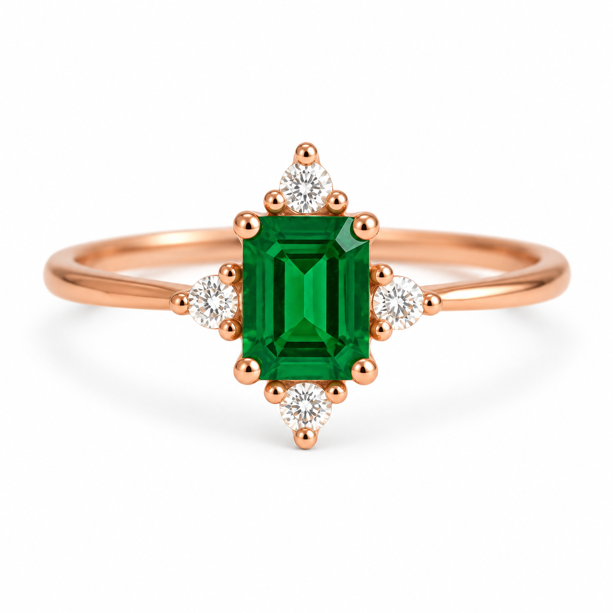 Sia Emerald Ring Rose Gold