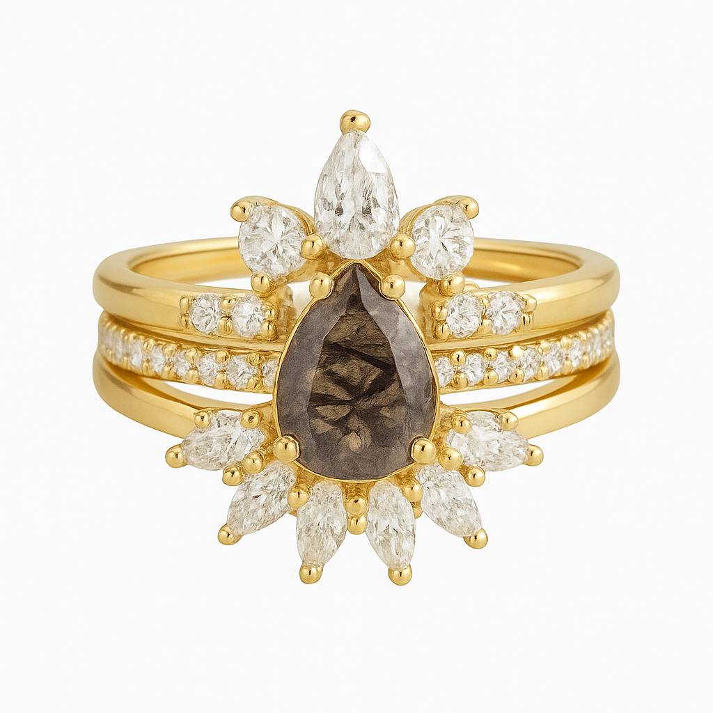 Miche Black Rutilated Quartz Ring Set Rose Gold