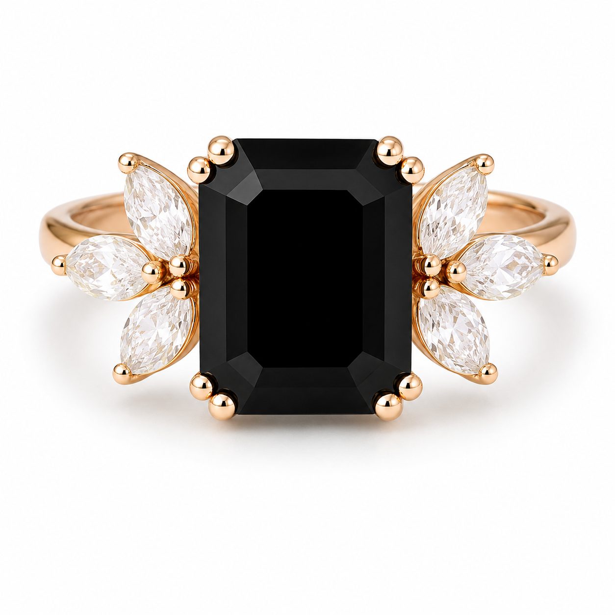 Ivy Black Onyx Ring Rose Gold