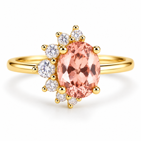 Ari Morganite Ring with oval center gemstone
